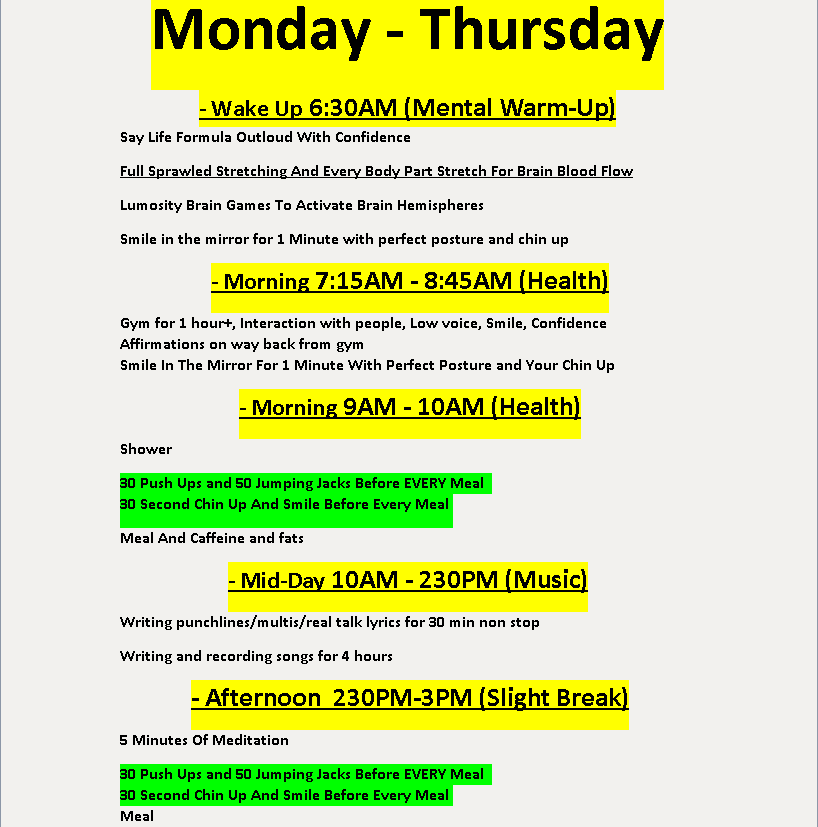 daily schedule of successful rappers