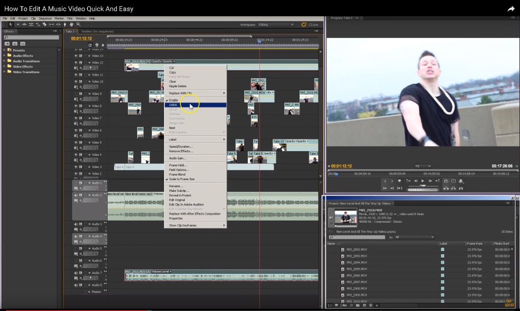 editing a music video for novi novak